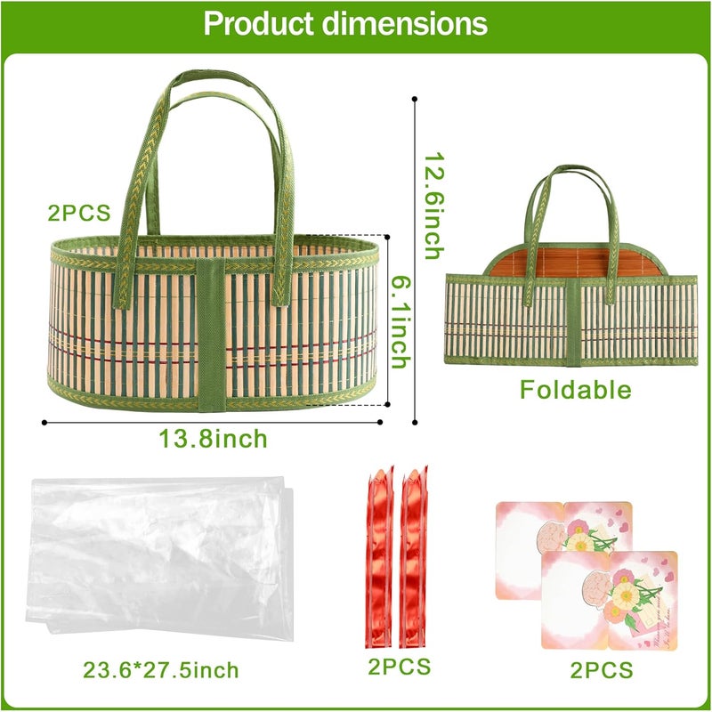 Orchidleaf 2 Set Baskets for Gifts Empty, Woven Bamboo Gift Basket with Handles, Empty Gift Baskets to Fill for Parties, Weddings, Anniversaries, Christmas - Image 3